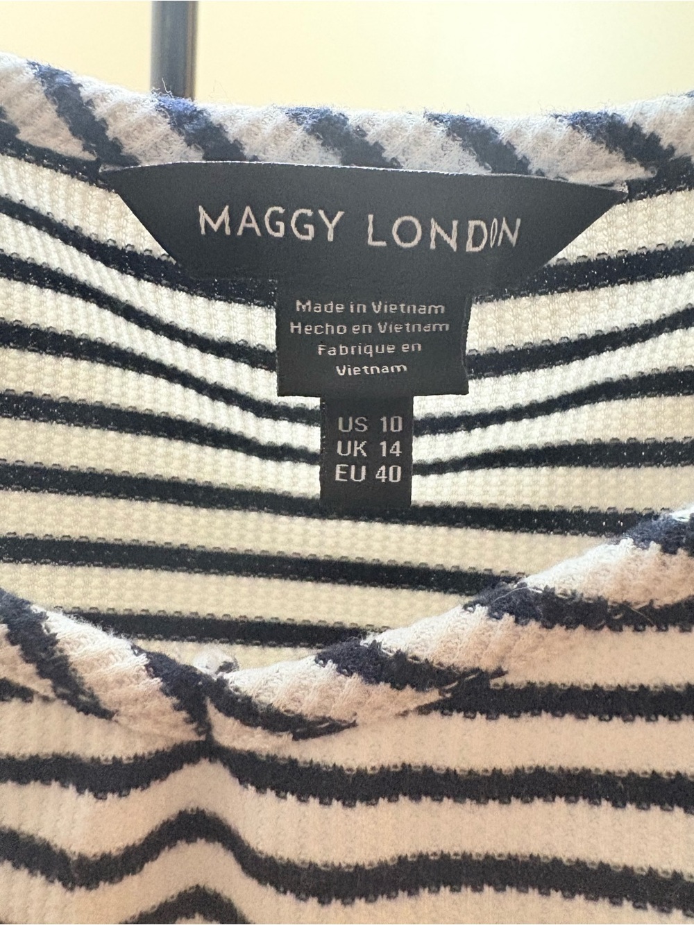 Maggy London Black & White Striped Long-Sleeve Midi Dress - Picture 3 of 10